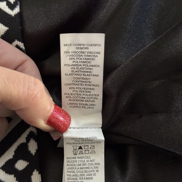 Lucky Brand Geometric Jacquard Black White Sleeveless Dress Pockets Size 6 NWOT - Picture 6 of 12